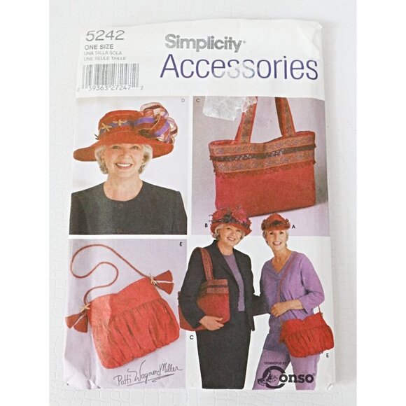Vintage Simplicity 5242 Sewing Pattern Misses Hats and Bag Accessories Hats in 3 - Picture 1 of 3